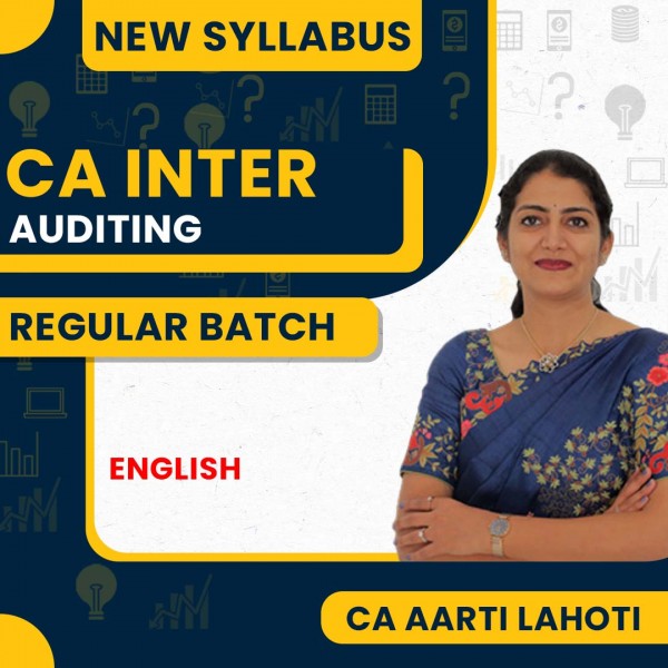 CA Aarti Lahoti Auditing Regular Online Classes In English  For CA Inter: Google/ Pendrive Online Classes.