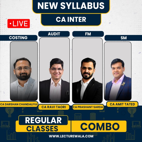 CA Inter New Syllabus Group - 2 All subjects Live Streaming Combo Regular Classes By CA Darshan Chandaliya, CA Ravi Taori, CA Prashant Sarda. CA Amit Tated : Pen Drive / Live Online Classes