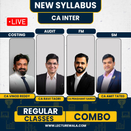 CA Inter New Syllabus Group - 2 All subjects Live Streaming Combo Regular Classes By CA Vinod Reddy, CA Ravi Taori, CA Prashant Sarda. CA Amit Tated 
