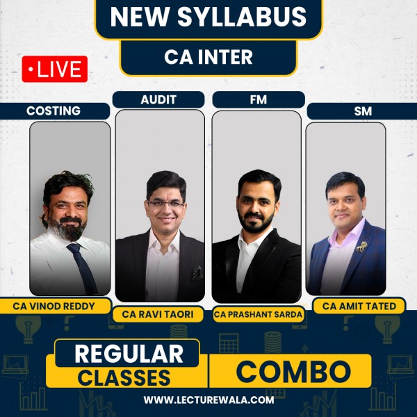CA Inter New Syllabus Group - 2 All subjects Live Streaming Combo Regular Classes By CA Vinod Reddy, CA Ravi Taori, CA Prashant Sarda. CA Amit Tated : Pen Drive / Live Online Classes