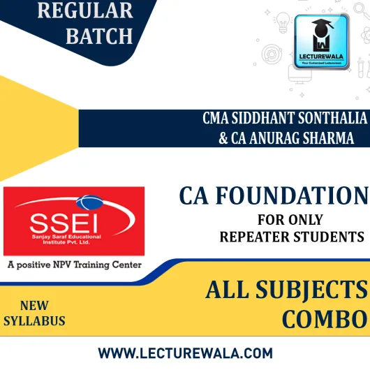 CA Foundation All Subject Combo Regular Course For Only Repeater Students New Syllabus : Video Lecture + Study Material by SSEI (For May 2023)