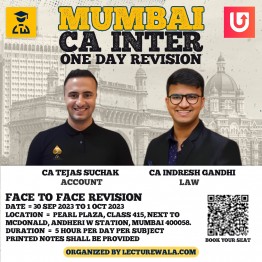 CA Inter Accounts + Law Face to Face One Day Revision Marathon In Mumbai By Lecturewala : Face to Face.