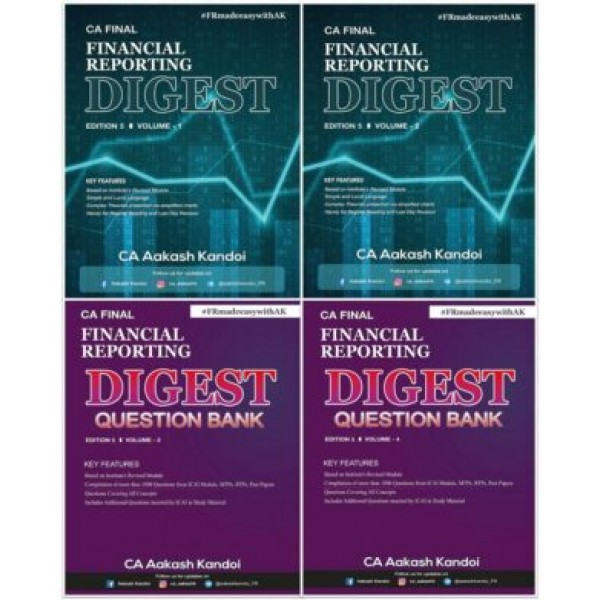 CA Final Financial Reporting Concept Book & Question Bank (Set of 4 Volumes) By CA Aakash Kandoi (Applicable for May 2023 Exam)