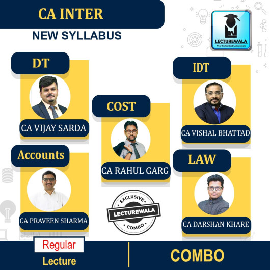 CA Inter GST + DT (TAXATION) + Law + Accounts + Costing COMBO Only Pen Drive Regular Course By CA VISHAL BHATTAD CA VIJAY SARDA CA DARSHAN KHARE CA PARVEEN SHARMA CA RAHUL GARG : PEN DRIVE CLASSES. 