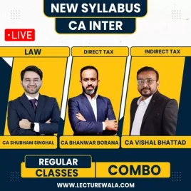CA Inter Combo (Law, DT, IDT) ICAI New Pattern Regular Live Streaming Batch by CA Shubham Singhal, CA Bhanwar Borana, CA Vishal Bhattad CA Inter Combo (Law, DT, IDT) ICAI New Pattern Regular Live Streaming Batch by CA Shubham Singhal, CA Bhanwar Borana, CA Vishal Bhattad