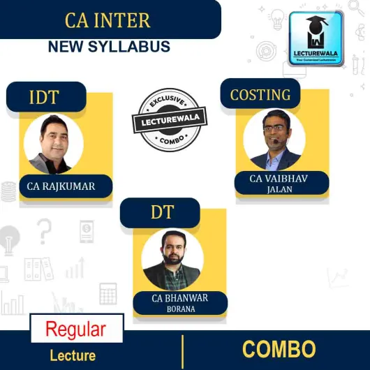 CA Inter DT + IDT (paper 4) + Costing Combo Regular Course by CA RajKumar and CA Bhanwar Borana and CA Vaibhav Jalan : pen drive / online classes.