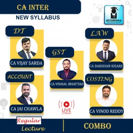 CA Inter All Subjects Group1 Combo : Accounting, Law, Costing, DT & IDT, by CA Jai Chawla, CA Darshan Khare, CA Vinod Reddy, CA Vijay Sarda & CA Vishal Bhattad : Regular In-Depth Batch (For Nov 2022)