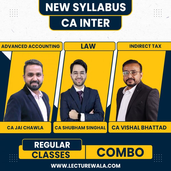 CA Inter New Syllabus Adv.Accounts + Law & GST Combo Regualr Batch by CA Jai Chawla, CA Shubham Singhal, CA Vishal Bhattad : Pen Drive / Live Online Classes