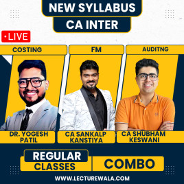 CA Inter Costing Auditing &amp; Financial Management Live Regular Batch Group 2 Combo : Live / Online Classes