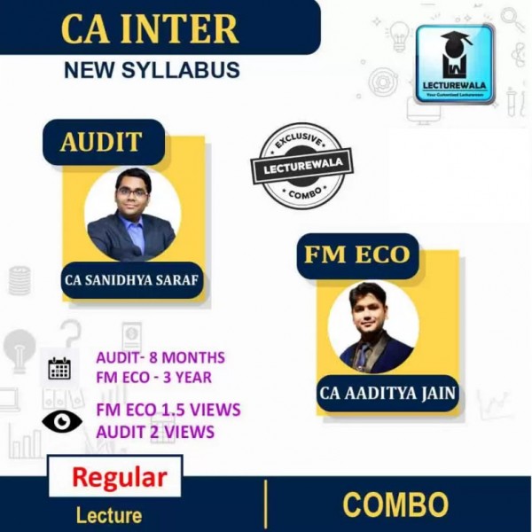 CA Inter Combo Audit +. FM-ECO  New Syllabus Regular Course By CA Sanidhya Saraf & CA Aaditya Jain : Pen drive & online classes.