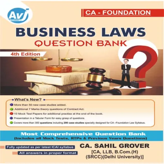 CA Sahil Grover Business Law Question Book For CA Foundation: Study Material