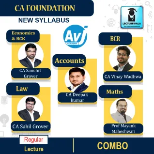 CA Foundation All Subject Combo Regular Course: CA Foundation Live / Face to Face Classes will be Starting on 9th June 2022. Video Lectures + Study Materials by AVJ Academy (For Nov 2022)