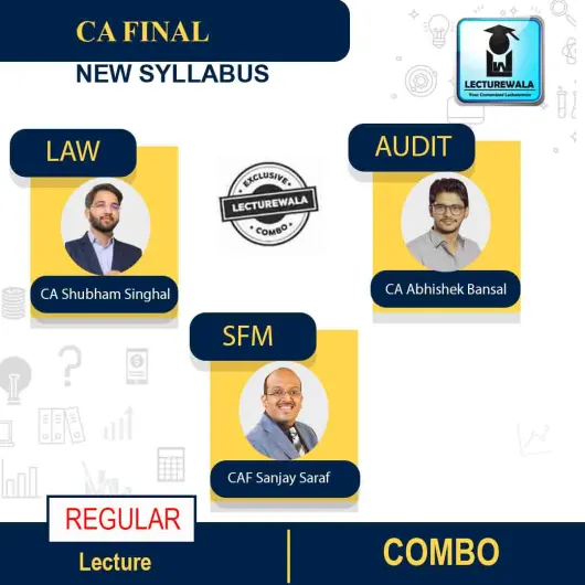 CA Final AUDIT, SFM & LAW Combo Regular Course New Syllabus By CFA Sanjay Saraf CA Shubham Singhal And CA Abhishak bansal :Pen Drive / Online Classes