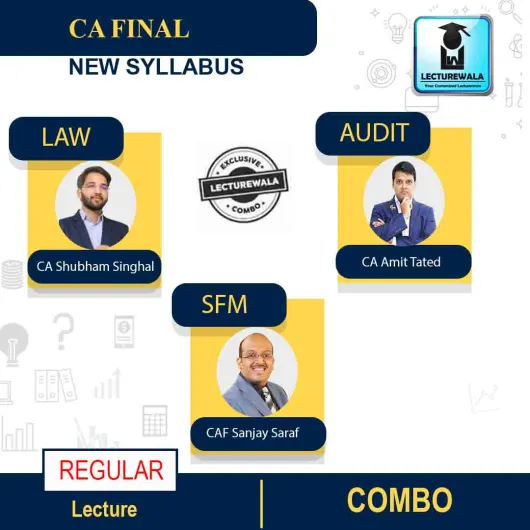 CA Final SFM, AUDIT & LAW Combo Regular Course New Syllabus By CFA Sanjay Saraf CA Shubham Singhal AND CA Amit Tated: Pendrive / Online Classes.