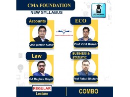 CMA Foundation Combo (Account + Eco  + Law + Business & Stati. )  Regular Course : Video Lecture + Study Material By CA / CMA Santosh Kumar, Prof Vinit Kumar, Prof Rahul Bhutani, CA Raghav Goel  (For NOV  2022  & May 2023) 
