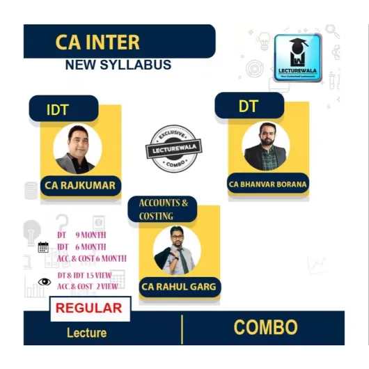 CA Inter Accounts And DT & IDT & Costing Combo Regular Course New Course By CA Rahul Garg CA Bhanwar Borana & CA Rajkumar : PEN DRIVE / ONLINE CLASSES.