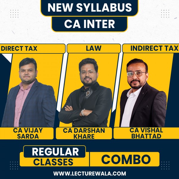 CA Vijay Sarda DT, CA Vishal Bhattad IDT & CA Darshan Khare Law Combo Regular Classes For CA Inter: Google Drive & Pen Drive Classes.