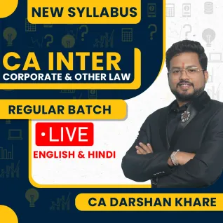 CA Darshan Khare Corporate & Other Law Regular Live Classes For CA Inter: Live Classes. CA Darshan Khare Corporate & Other Law Regular Live Classes For CA Inter: Live Classes.