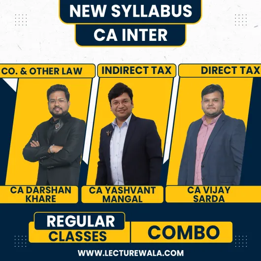 CA Vijay Sarda DT, CA Yashvant Mangal IDT & CA Darshan Khare Law Combo Regular Classes For CA Inter: Google Drive & Pen Drive Classes.