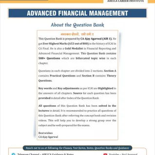 CA Ajay Agarwal Advanced Financial Management Question Book For CA Final: Study Material CA Ajay Agarwal Advanced Financial Management Question Book For CA Final: Study Material