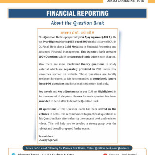 CA Ajay Agarwal Financial Reporting Question Book For CA Final: Study Material CA Ajay Agarwal Financial Reporting Question Book For CA Final: Study Material