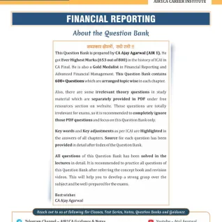 CA Ajay Agarwal Financial Reporting Question Book For CA Final: Study Material CA Ajay Agarwal Financial Reporting Question Book For CA Final: Study Material