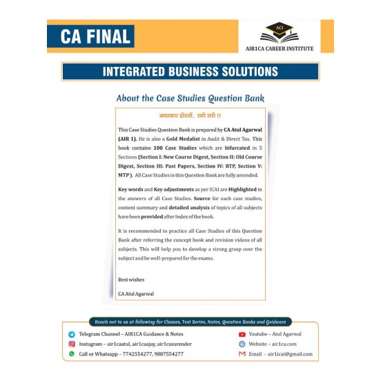 CA Atul Agarwal Integrated Business Solutions Question Book For CA Final: CA Final IBS Question Book by Atul Agarwal