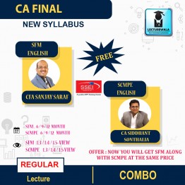 CA Final (NEW) SFM WITH SCMPE FREE English Regular Course New Syllabus : Video Lecture + Study Material by CFA Sanjay Saraf And Cma Sidshanth sonthalia (For Nov 2022 Onward)