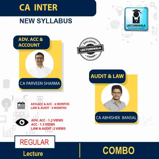 CA Inter Group 2 Advance Accounts / Accounts And Audit / Law Regular Course By CA Parveen Sharma And CA Abhishek Bansal :PEN DRIVE / ONLINE CLASSES. 