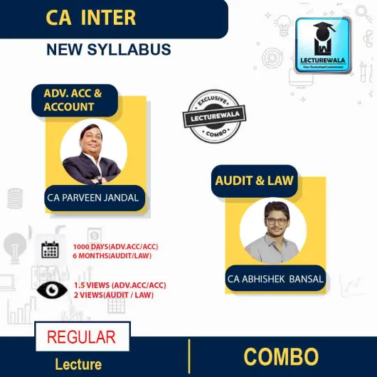 CA Inter Accounts / Adv. Accounts And Audit / Law By CA Parveen Jindal And CA Abhishek Bansal : PEN DRIVE / ONLINE CLASSES.