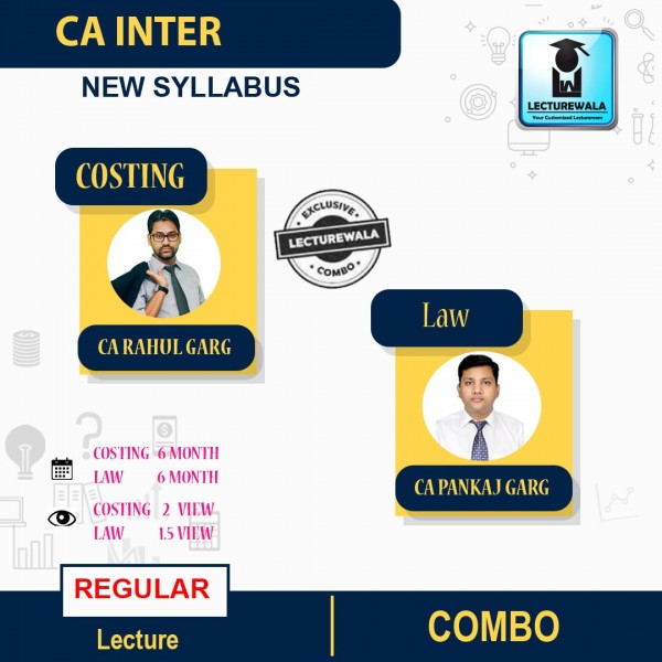CA Inter Cost Accounting And Law Combo Regular Course New Syllabus  by CA Rahul Garg & CA Pankaj Garg  : Pen Drive / Online Classes