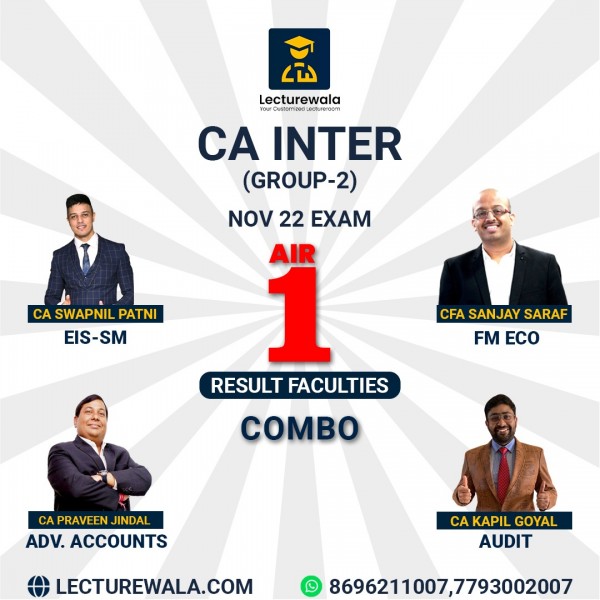 CA Inter Group -2 Combo Regular Batch  By (NOV-2022 EXAM AIR-1 RESULT FACULTIES) : PEN DRIVE / ONLINE CLASSES.