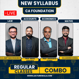 CA Amit Bachhawat Law, Professor Nikhil Agrawal Accounts, Professor Arunabha Kundu Economics & CA Ashish Kedia Maths Combo Regular Live Batch For CA Foundation  CA Amit Bachhawat Law, Professor Nikhil Agrawal Accounts, Professor Arunabha Kundu Economics & CA Ashish Kedia Maths Combo Regular Live Batch For CA Foundation