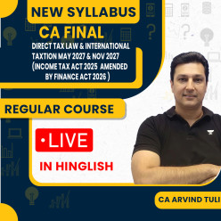 CA Arvind Tuli Direct Tax Law & International Taxation Live Regular Classes Pre-Booking For CA Final 